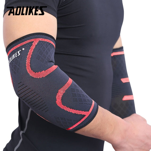 AOLIKES 1PCS Elbow Support Elastic Gym Sport Elbow Protective Pad Absorb Sweat Sport Basketball Arm Sleeve Elbow Brace - The Styky Shack