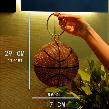 Bolso de mano de noche de baloncesto para mujer, bolso de hombro con purpurina, para fiesta nupcial, graduación, boda, bolso cruzado