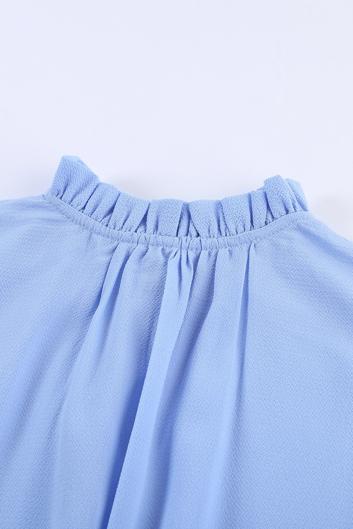 Sky Blue V Neck Ruffled Swing Mini Dress