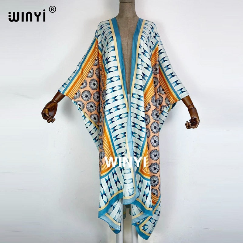 Women Cardigan Boho Maxi Batwing Sleeve TWILL Robe