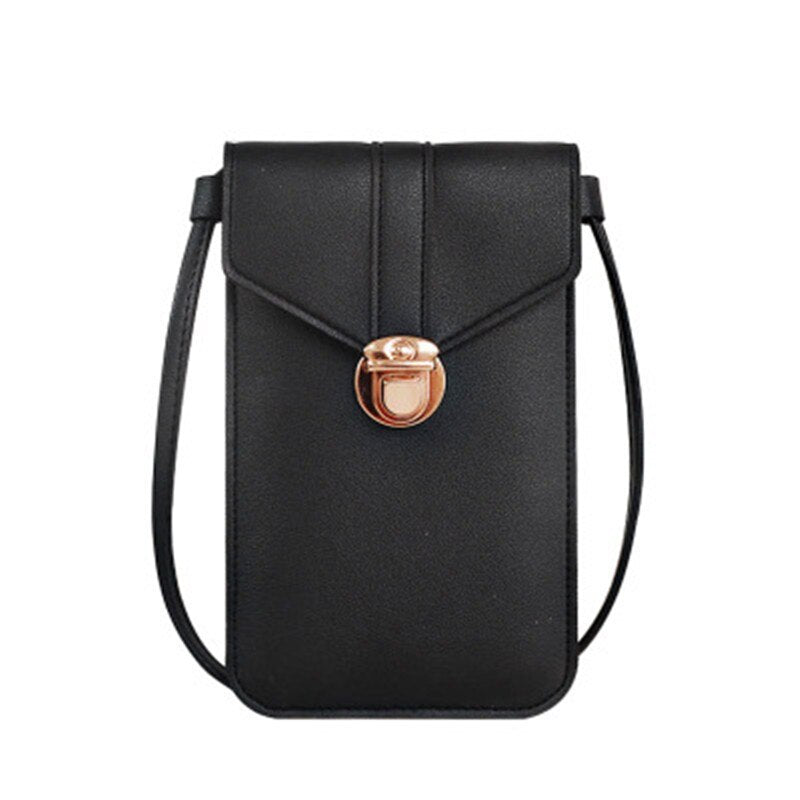 Women's cross body bag leather touch screen mobile wallet buckle shoulder bag