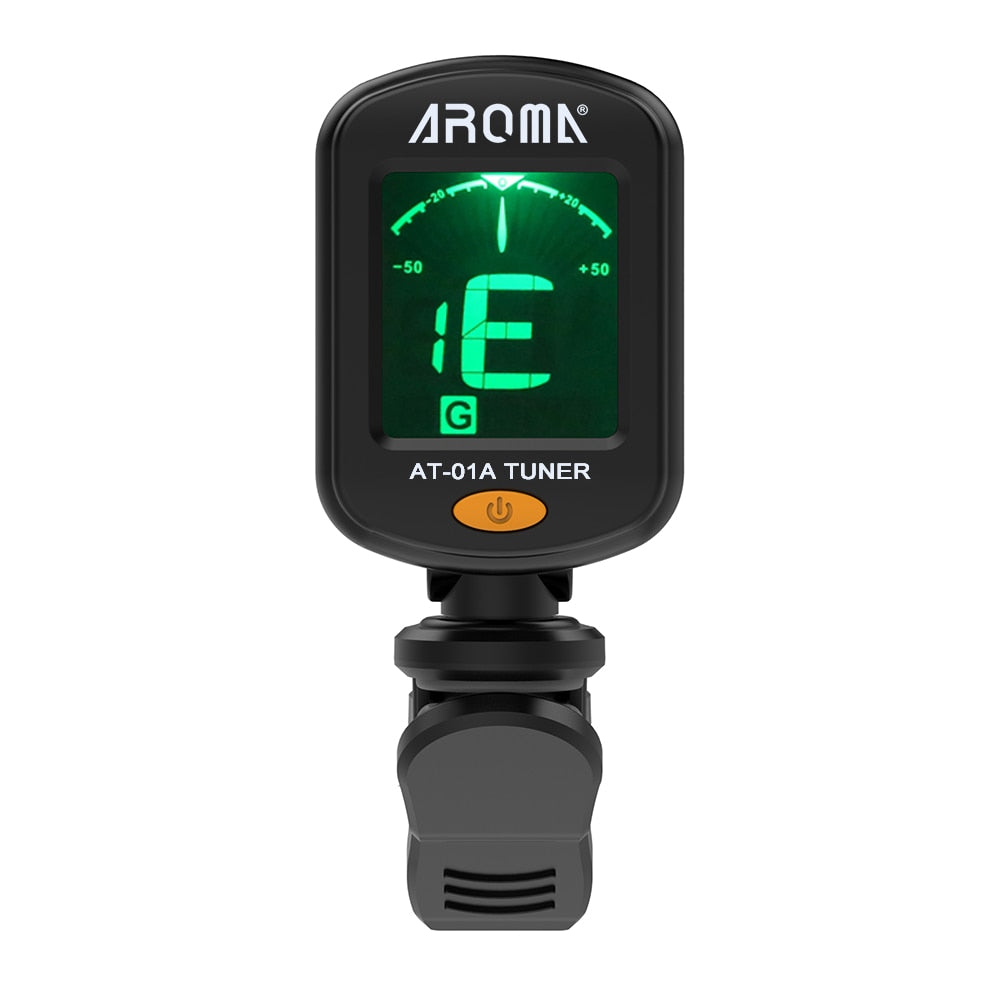 AROMA AT-01A Guitar Tuner Rotatable Clip-on Tuner LCD Display for Chromatic Acoustic Guitar Bass Ukulele Guitar Accessories