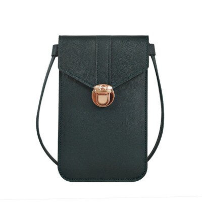 Women's cross body bag leather touch screen mobile wallet buckle shoulder bag