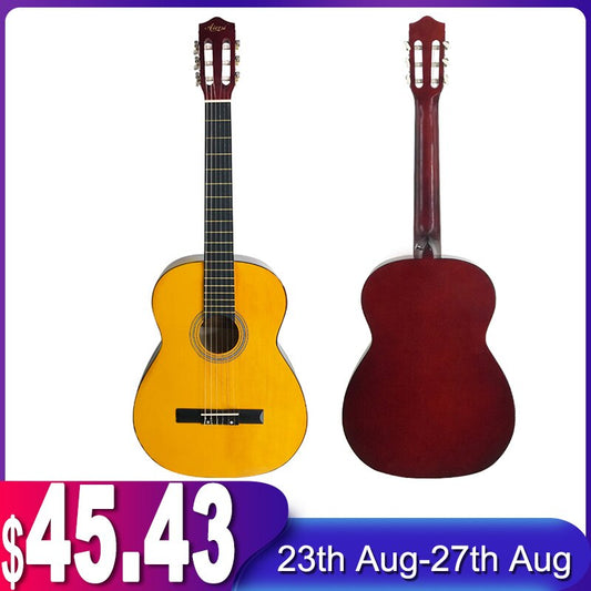 Aiersi Handmade 39 Inch Lindenwood Nylon String Kids Classical Guitar Black And Yellow Color Vintage Musical Instruments