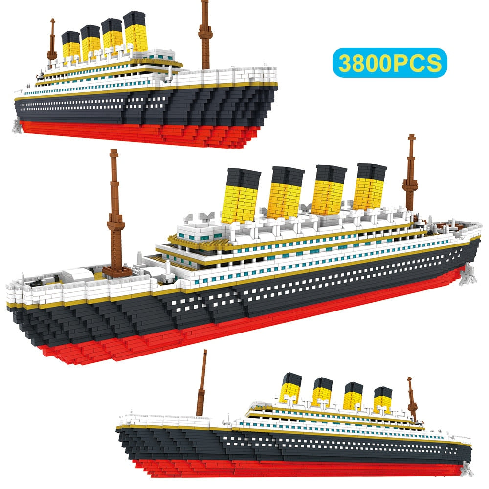 3800 Uds Titanic 3D Micro bloques de construcción ladrillos gran barco de crucero DIY Mini bloques de diamante juguete educativo para niños 