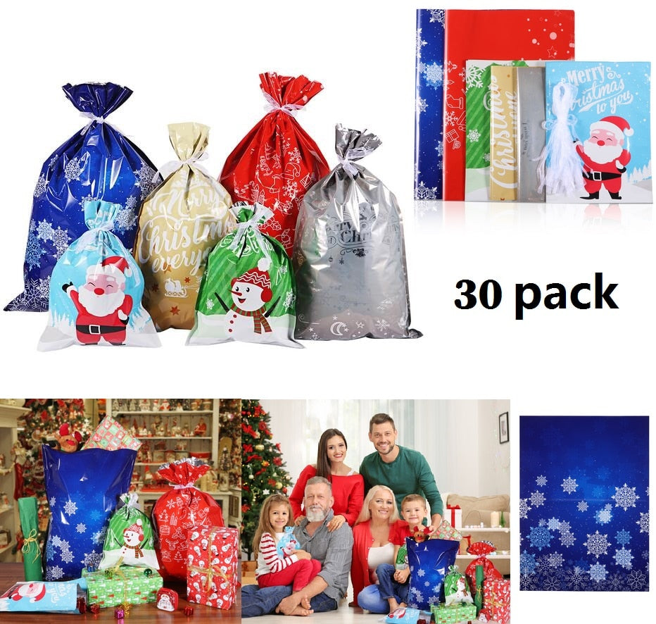 30PCS Drawstring Gift Bags Christmas Party Wedding Favors Bags Draw String Pouch Christmas Gift Bags - The Styky Shack