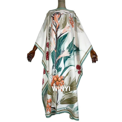 Summer Arabic Styled ladies Bohemian large size printed women's elegant beach KAFTAN