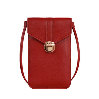 Women's cross body bag leather touch screen mobile wallet buckle shoulder bag