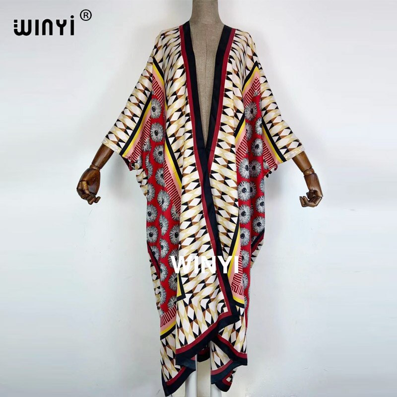 Cárdigan de mujer Boho Maxi Batwing manga TWILL Robe 