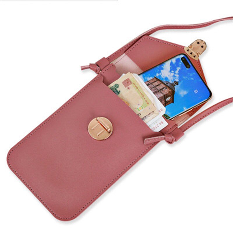 Women's cross body bag leather touch screen mobile wallet buckle shoulder bag