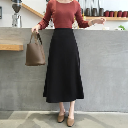 Women Elegant OL Skirt Ladies Glossy Satin Skirt Plain Shiny  Fashion Party Office Skirts Solid  High Waist Skirts