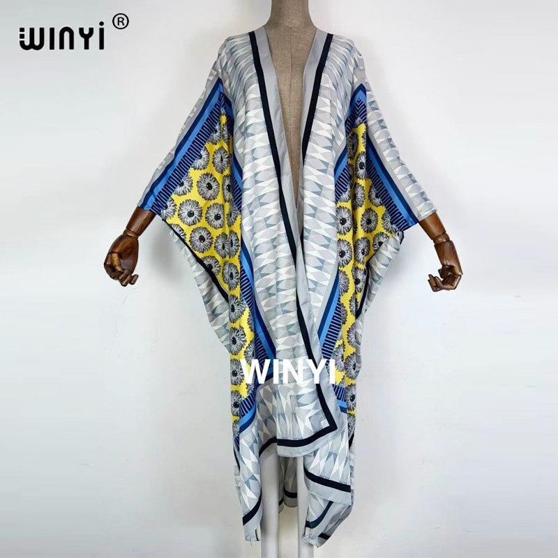 Cárdigan de mujer Boho Maxi Batwing manga TWILL Robe 