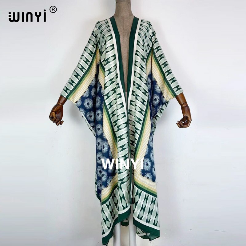 Cárdigan de mujer Boho Maxi Batwing manga TWILL Robe 