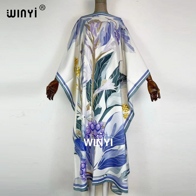 Summer Arabic Styled ladies Bohemian large size printed women's elegant beach KAFTAN