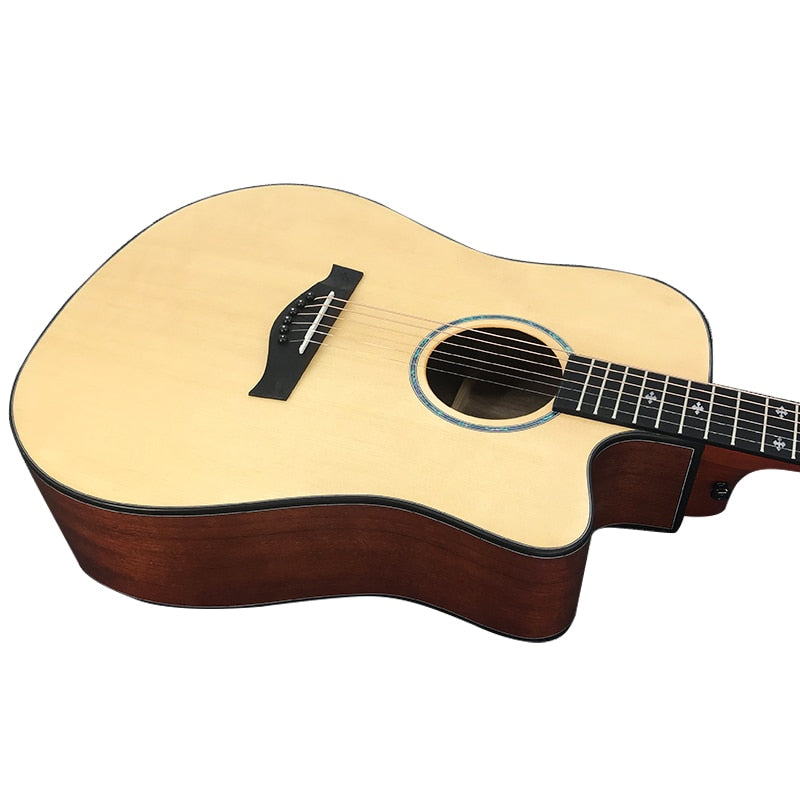 Aiersi 41 Inch Handmade Steel String Dreadnaught Spruce Top Solid Mahognay Acoustic Guitar Musical Instrument With Padding Bag