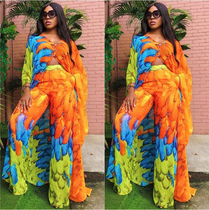 Two Piece Set Nubian Dashiki Long Dress Pants Suit & Robe