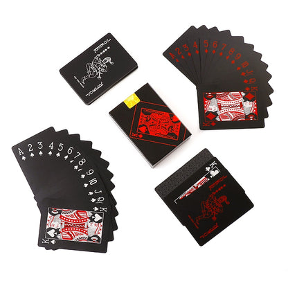 54pcs Cards Waterproof PVC Pure Black Magic Box-packed Plastic Playing Cards Set Deck Poker Classic Magic Tricks Tool Board Game