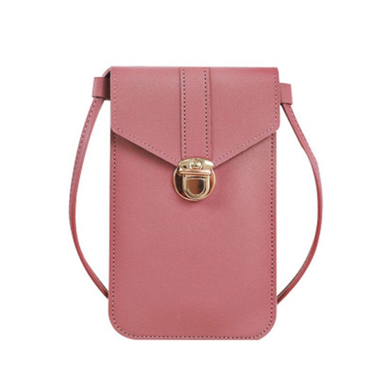 Women's cross body bag leather touch screen mobile wallet buckle shoulder bag