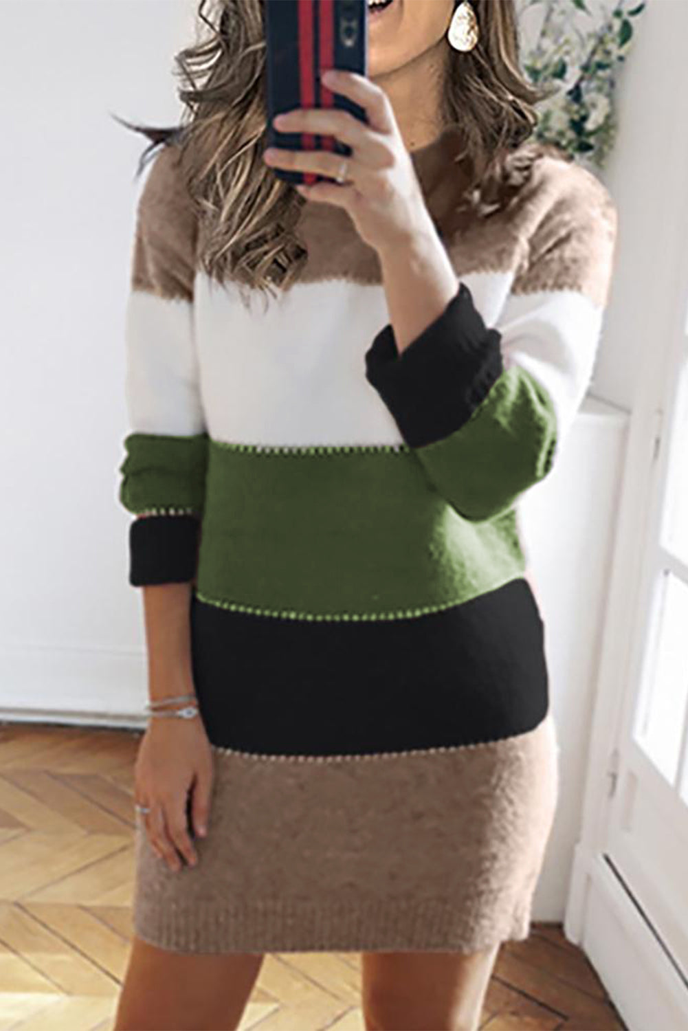 Black Color Block Sweater Dress