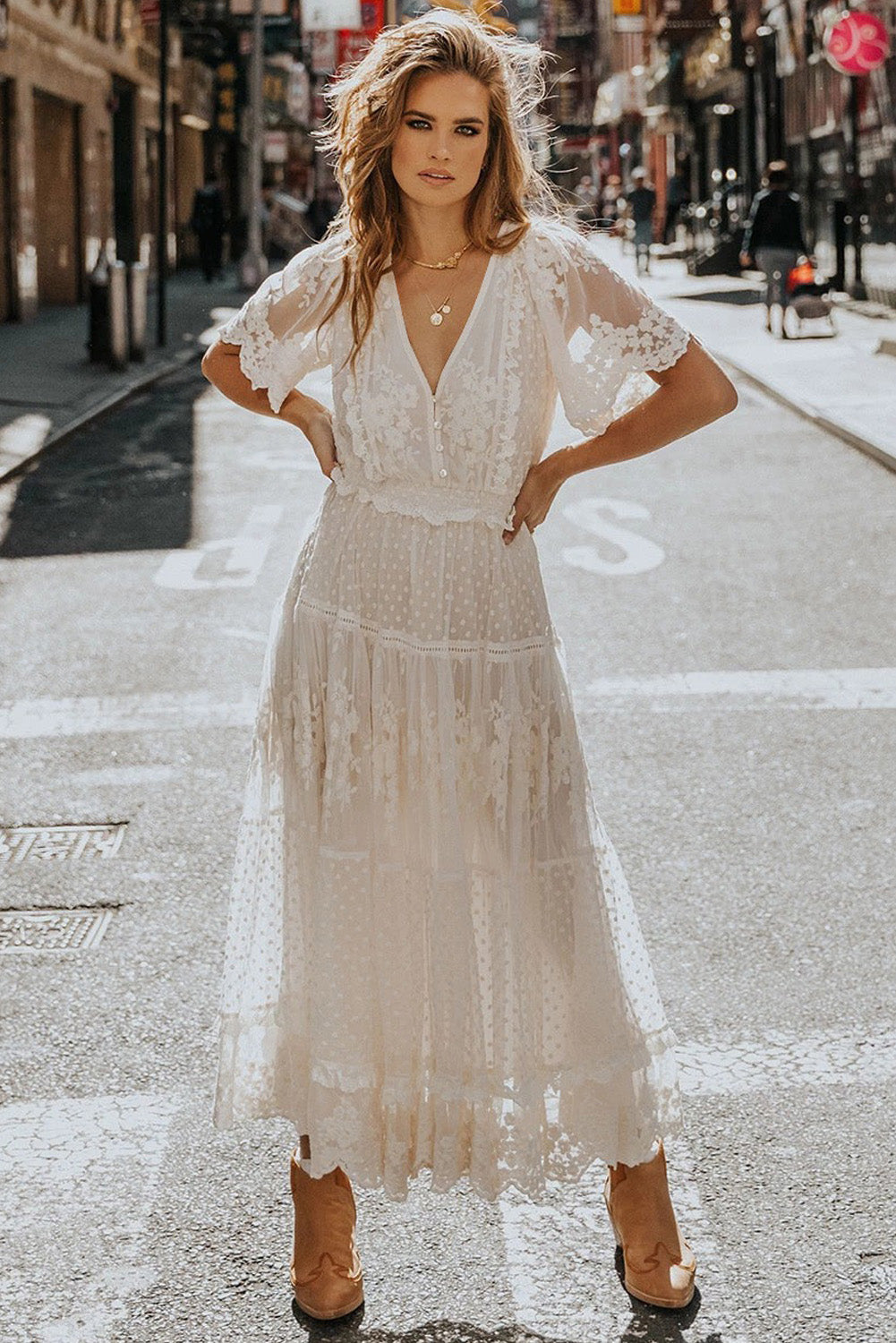 Luminous Dawn Lace Gown