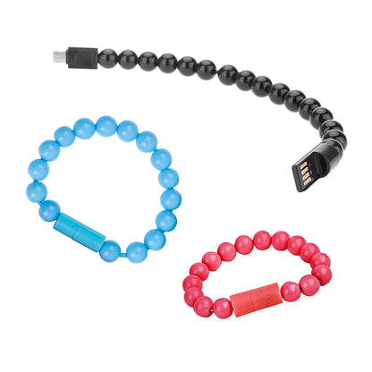 Pulsera de recarga USB portátil, Cable de recarga de cuentas, carga flexible de teléfono USB 