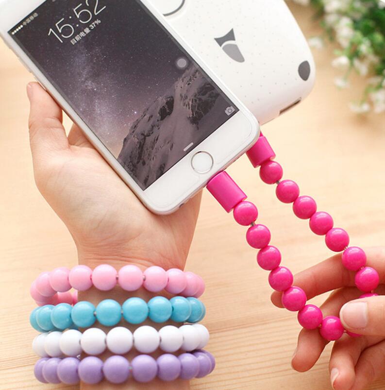 Pulsera de recarga USB portátil, Cable de recarga de cuentas, carga flexible de teléfono USB 