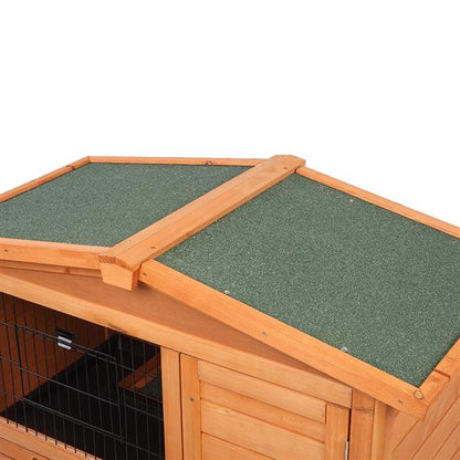 40" Triangle Roof Waterproof Wooden Rabbit Hutch A-Frame Pet Cage Wood Small House Chicken Coop Natu