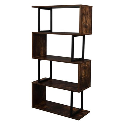 4-Tier Industrial Easy-Assembly Metal Frame Bookcase Storage Shelf for Living Room, Narrow, Bedroom, Office