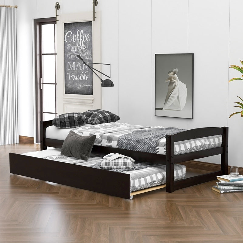 Cama de madera nórdica moderna cama de madera maciza cama nido deslizante muebles de dormitorio para invitados adultos niños