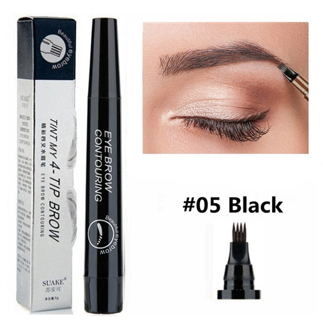 5 Colors Eyebrow Pen Waterproof 4 Fork Tip Eyebrow Tattoo Pencil Cosmetic Long Lasting Natural Dark Brown Liquid Eye Brow Pencil - The Styky Shack