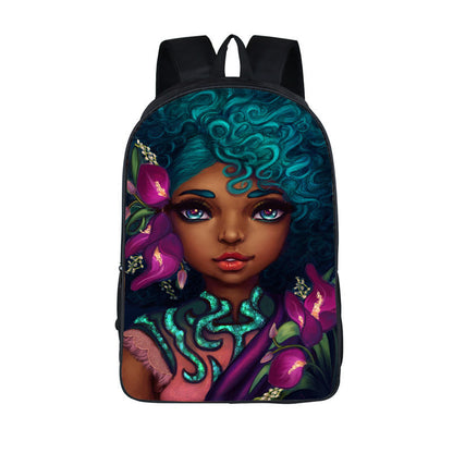 ¡¡¡EN VENTA!!! ¡¡¡50% REBAJADO!!! Mochila con estampado de dibujos animados nuevos de niña nubia en 3D