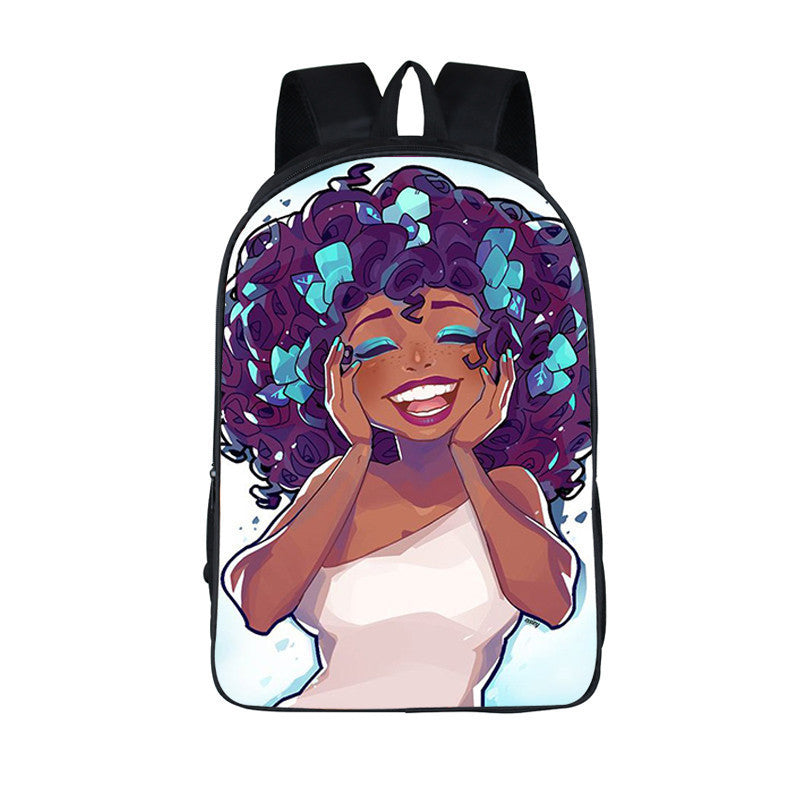 ¡¡¡EN VENTA!!! ¡¡¡50% REBAJADO!!! Mochila con estampado de dibujos animados nuevos de niña nubia en 3D