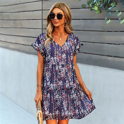 Ruffle Loose Short Summer Chiffon Dress