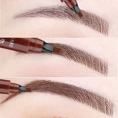 5 Colors Eyebrow Pen Waterproof 4 Fork Tip Eyebrow Tattoo Pencil Cosmetic Long Lasting Natural Dark Brown Liquid Eye Brow Pencil - The Styky Shack