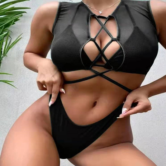 Conjunto de traje de baño de varias piezas de malla seductor