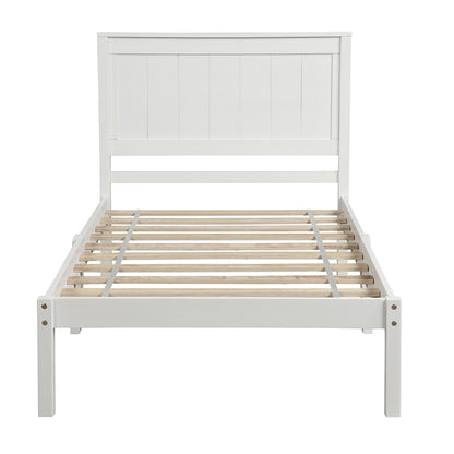 Cama de plataforma de madera con cabecera, cama de diseño de listones de madera/muebles de dormitorio de tamaño King/Queen/individual