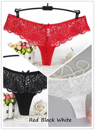 Set of 3 Sexy Lace Thong Low-Rise Panties