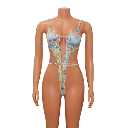 Women's Fashion Print Swimsuit Two Piece Set