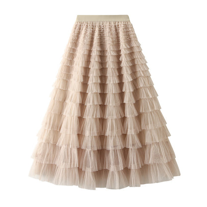 "Cake Style"  Layered Gauze Pleated Skirt