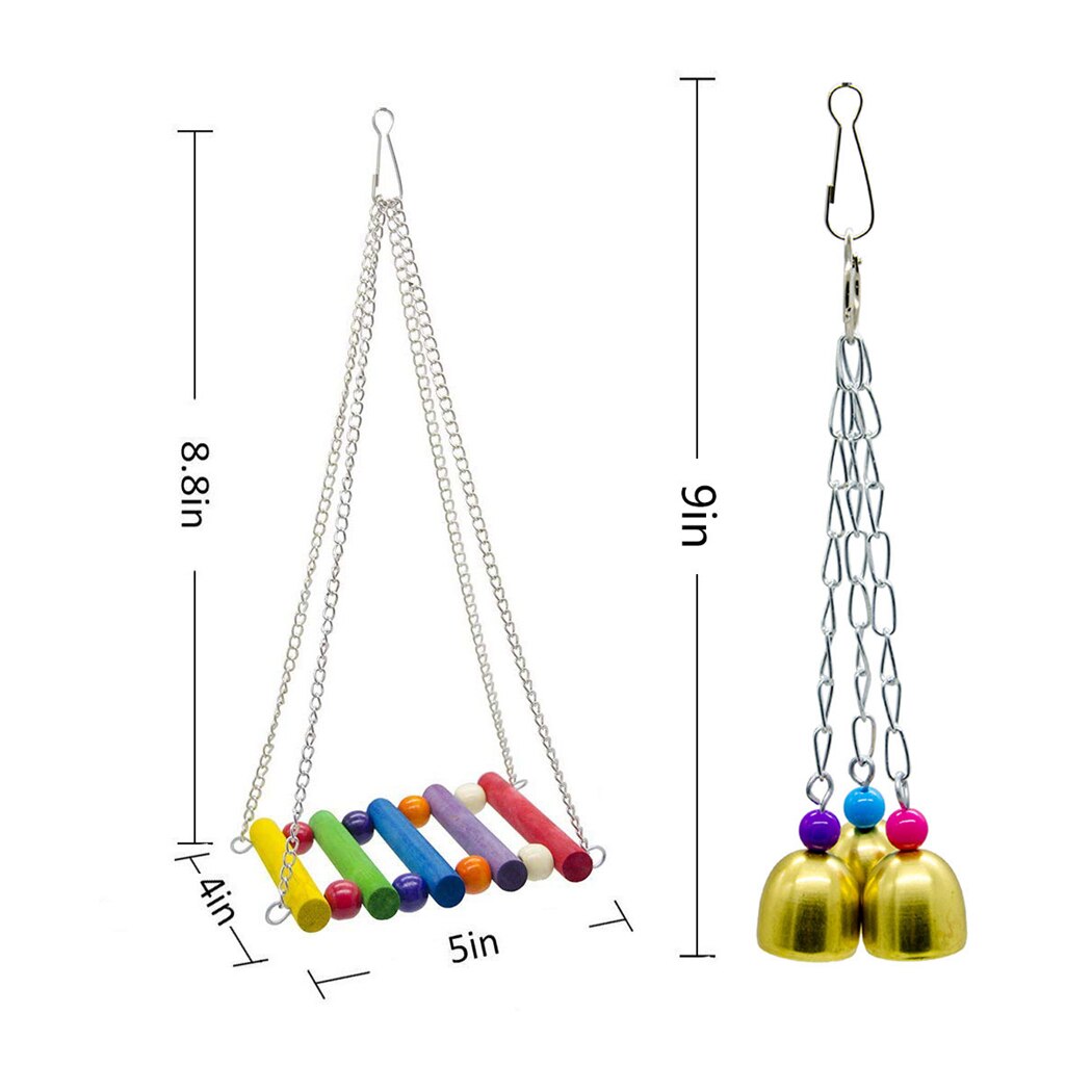 5pcs Colorful Parrot Toys Suspension Hanging Bridge Chain Pet Bird Parrot Hammock Swing Hanging Bridge Chew Toys Bird Cage Toys