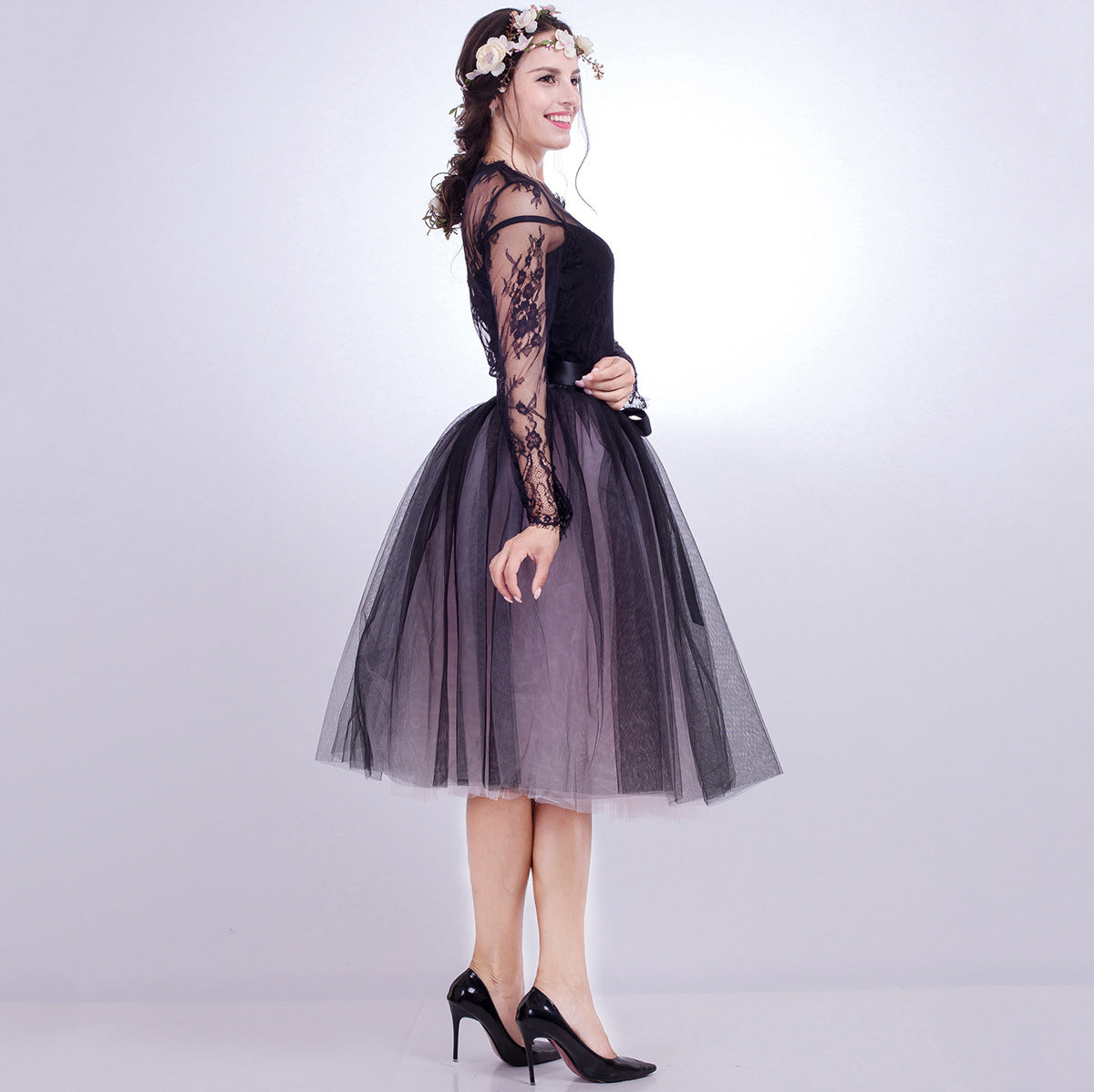 Purple Veil Chic Two-Tone Formal Skirt