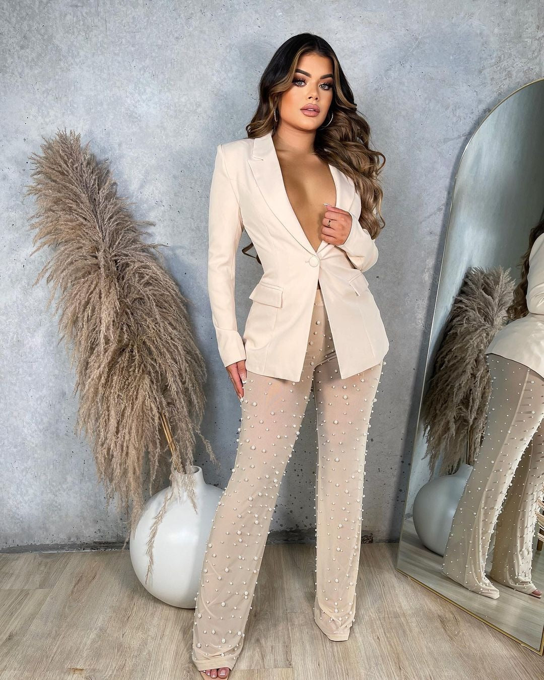 Women's Suit Bubble Bead Gauze Suit