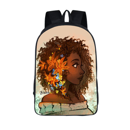 ¡¡¡EN VENTA!!! ¡¡¡50% REBAJADO!!! Mochila con estampado de dibujos animados nuevos de niña nubia en 3D