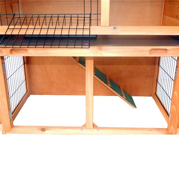 40" Triangle Roof Waterproof Wooden Rabbit Hutch A-Frame Pet Cage Wood Small House Chicken Coop Natu