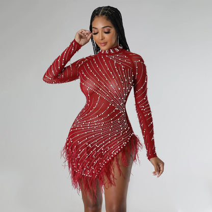 Sexy Tassel Mesh Dancing Dress