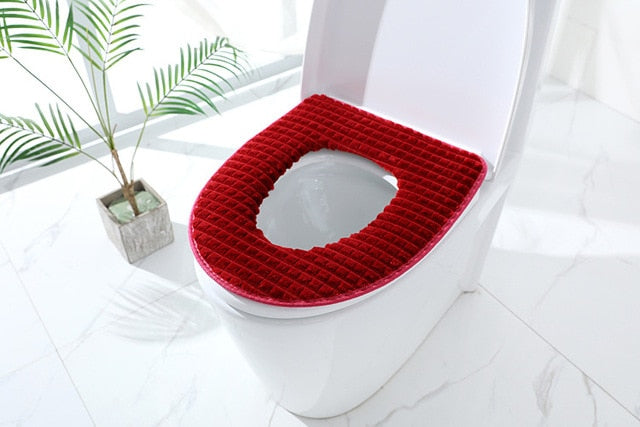 Accesorios de baño cubierta de asiento de inodoro suave y cálida felpa cubierta de inodoro de invierno almohadilla de tapa de asiento decoración del hogar