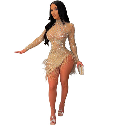 Sexy Tassel Mesh Dancing Dress