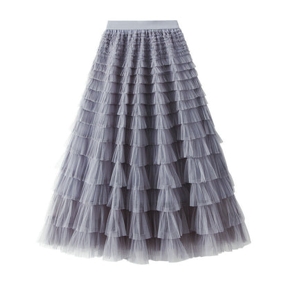 "Cake Style"  Layered Gauze Pleated Skirt