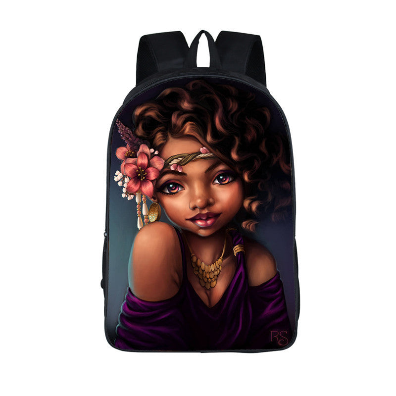 ¡¡¡EN VENTA!!! ¡¡¡50% REBAJADO!!! Mochila con estampado de dibujos animados nuevos de niña nubia en 3D