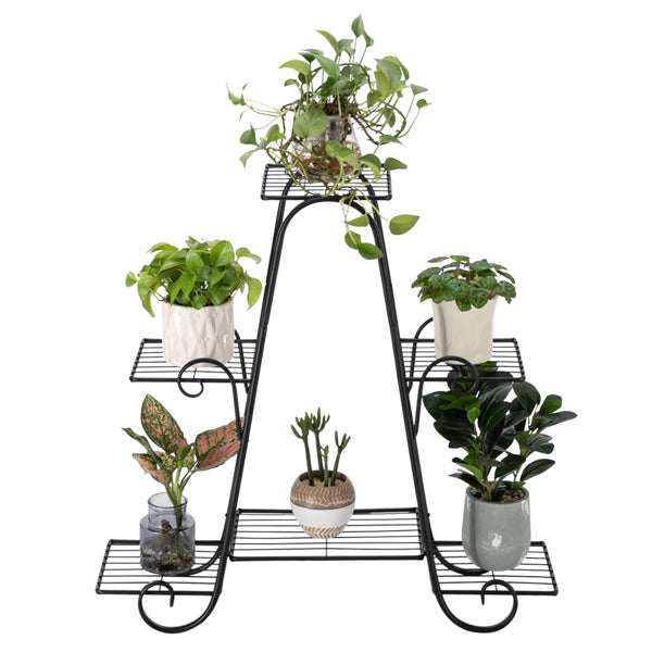 Artisasset One Pack Black Paint 31 Inch High Arch 4 Layers 6 Vertical Stripes Potted Plant Frame